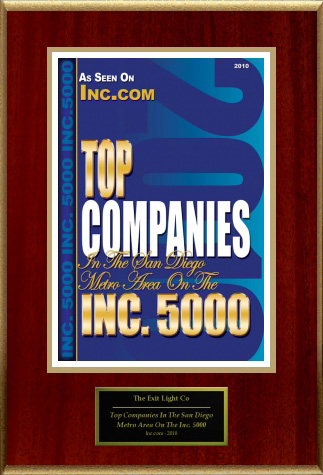 Image of Inc.com 5000 award for Top Companies in the San Diego Metro Area