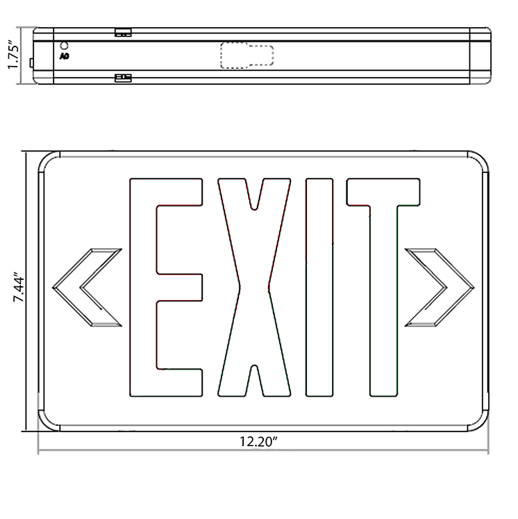 Value Grade Cast Aluminum LED Exit Sign | Red/Green Selectable Dimensions