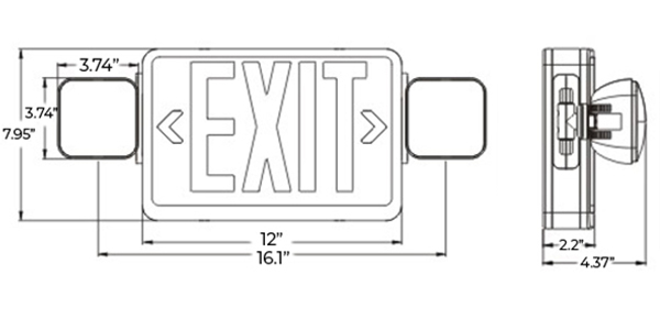 Large Red LED Exit Light Combo | Customizable | 180� Adjustable Dimensions