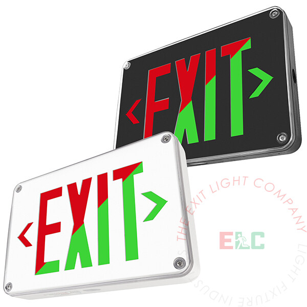 Universal Red/Green Wet Location LED Exit Sign |  Exterior Wall, Ceiling, & Side Mount