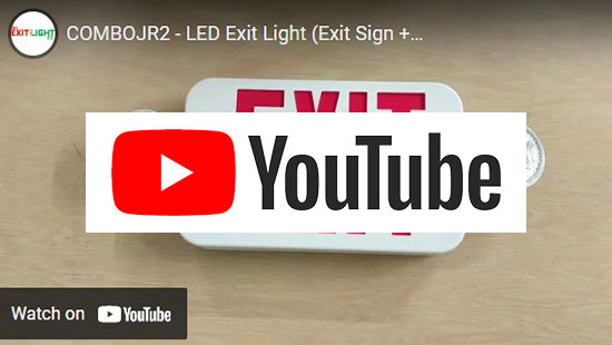 Combination Emergency Lighted Exit Sign with Round Emergency Lights (PLC450)
