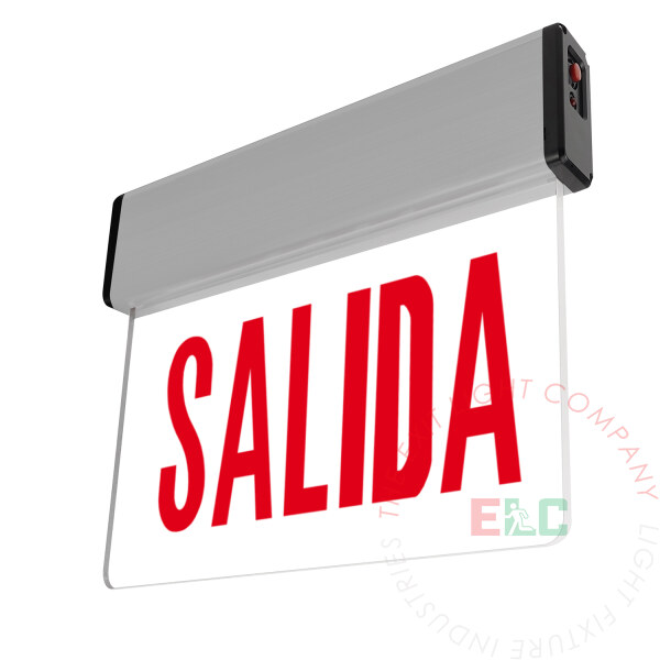 The Exit Light Co. - SALIDA Aluminum Edge Lit Red LED Exit Sign | Surface Mount