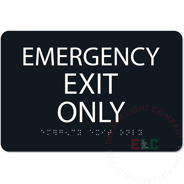 ADA Braille Sign | Rigid Plastic | Black | EMERGENCY EXIT ONLY