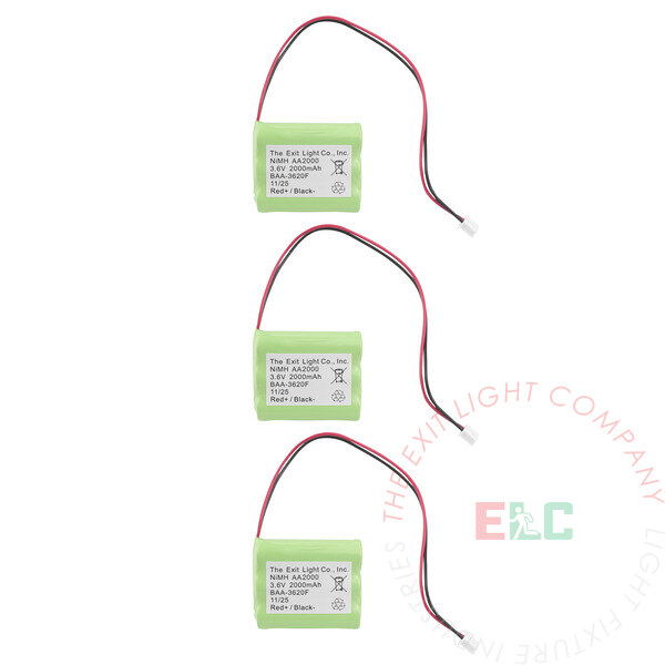 NiMH Battery | AA  3.6V, 2000mAh - 1x3 Flat | 3 Pack