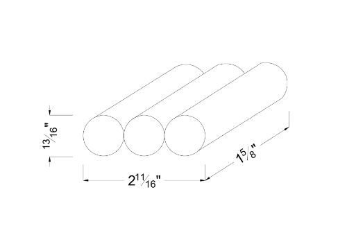 NiMH Battery | AA  3.6V, 2500mAh - 1x3 Flat | 3 Pack Dimensions
