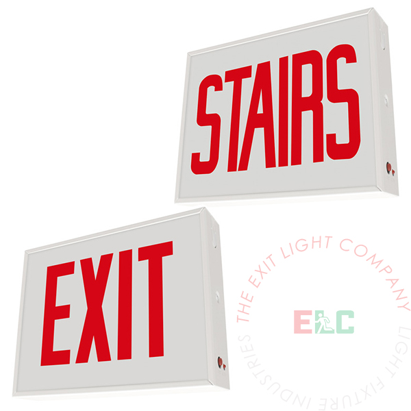 Red LED Chicago Approved Exit Sign | UL 924 | EXIT, STAIR, and STAIRS Faceplate Options