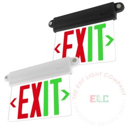 Edge Lit Universal Red/Green LED Combo Exit Sign | Adjustable Angle | Wall and Ceiling
