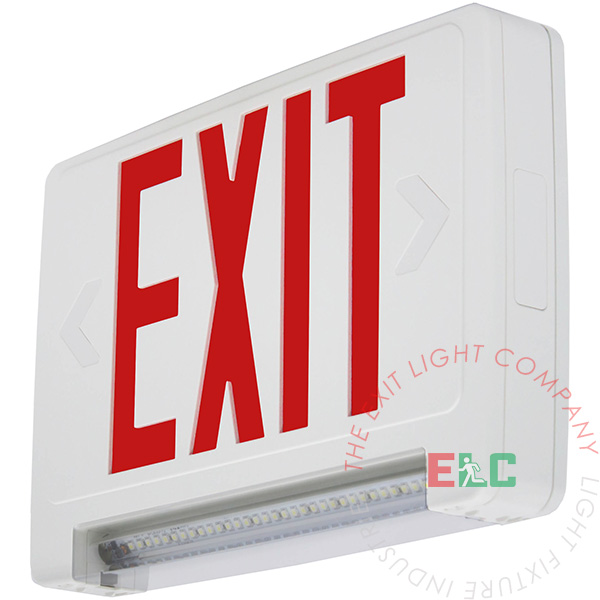 Ultra Bright Red Exit Sign w/ Emergency LED Light Pipe Combo