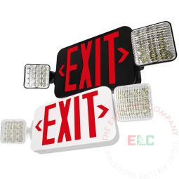 Standard Red LED Exit Light Combo | 180° Adjustable Head