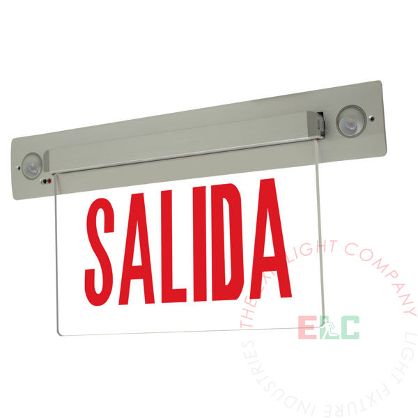 Salida Red Combo Edge Lit LED Exit Sign | Recessed - Ceiling and Wall Mount | Adjustable LED Lamps