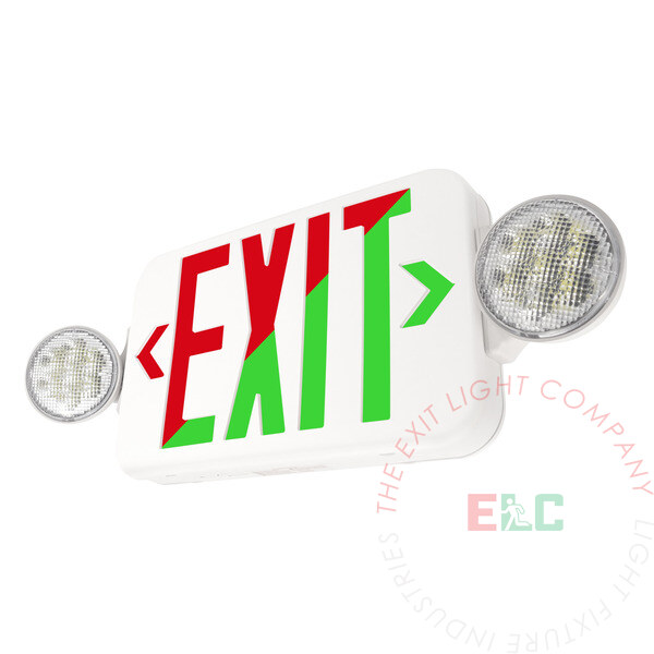Compact Red and Green LED Exit Light Combo | High Output | Adjustable Heads
