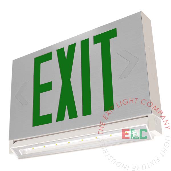 Thin Green LED Cast Aluminum Combo Exit Sign