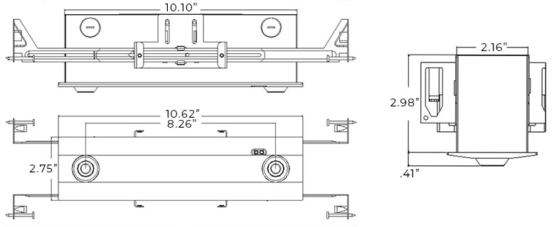 LED Recessed EL-RSLIM Architectural  Emergency Light 250 Lumens | Ceiling  |  24' Light Spread Dimensions