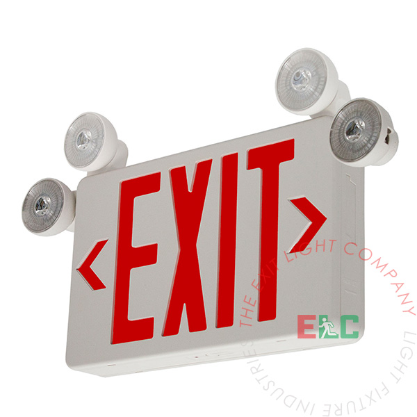 6X LED Exit Sign & Emergency Light RED Compact Combo Adjustable 2Head For Office