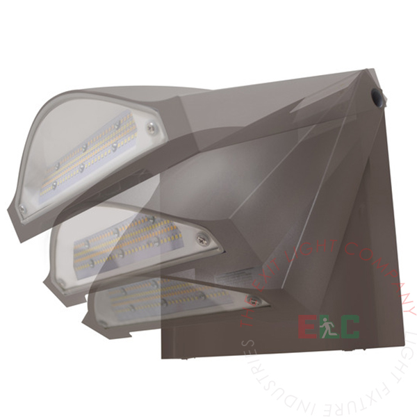 Standard Architectural LED Wall Pack Adjustable 90� Lens | 9-13K Lm | IP65 | Light & Battery Backup