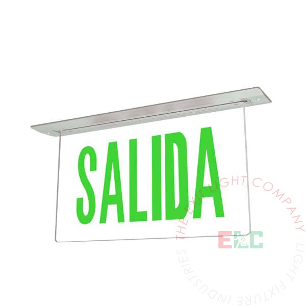 ELR-G-SP - SALIDA Edge Lit Green LED Exit Sign | Recessed Mount Assembly | Ceiling and Wall Installation The Exit Light Co. - SALIDA Edge Lit Green LED Exit Sign | Recessed Mount Assembly | Ceiling and Wall Installation