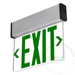 Aluminum Edge Lit Green LED Exit Sign | Surface Mount