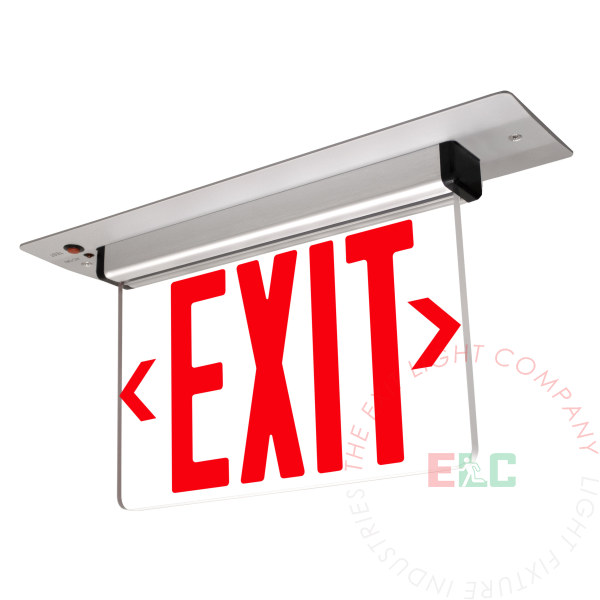 Edge Lit Red LED Exit Sign | Recessed Mount