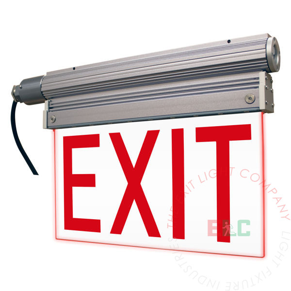 Red LED Edge Lit Exit Sign | Explosion Proof | Class 1 Division 2 | IP66 Rated | 90 Day Lead Time