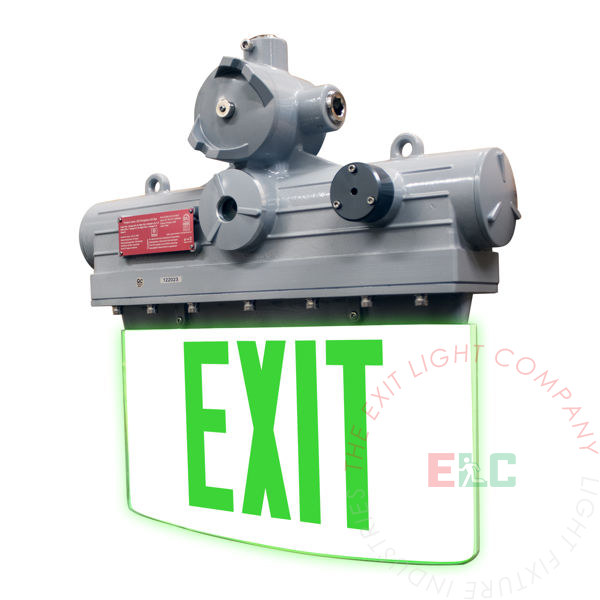 Green LED Edge Lit Exit Sign | Explosion Proof | Class 1 Division 1 | IP66 Rated | 90 Day Lead Time