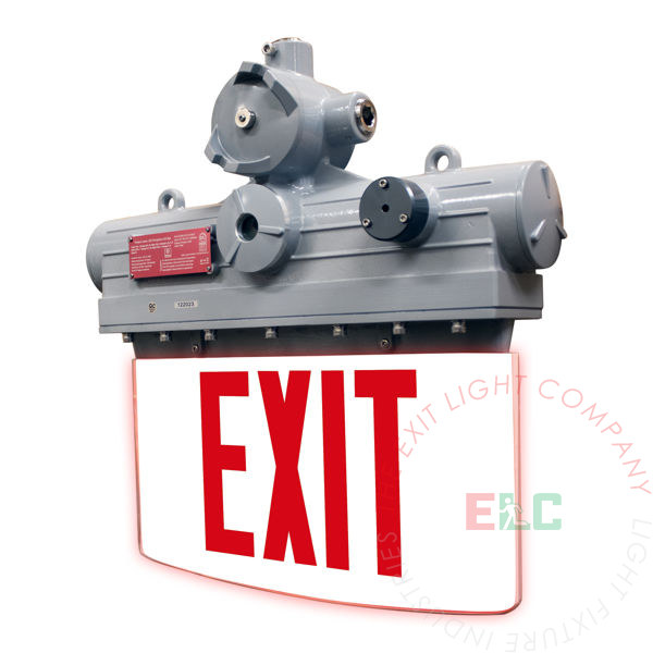 Red LED Edge Lit Exit Sign | Explosion Proof | Class 1 Division 1 | IP66 Rated | 90 Day Lead Time