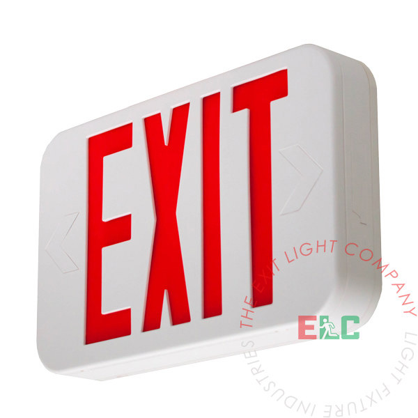 Modern Design Red LED Exit Sign | White Housing