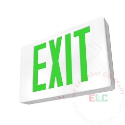 Thin Green LED Exit Sign - White Housing