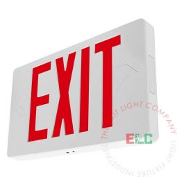 Thin Red LED Exit Sign - White Housing