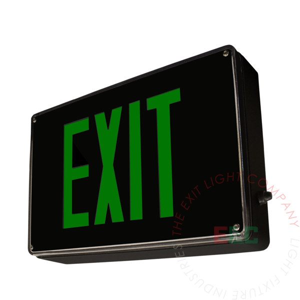 Vandal Resistant Green LED Exit Sign | Wet Location | NEMA4X | IP66 Rated | 7-8 Week Lead Time