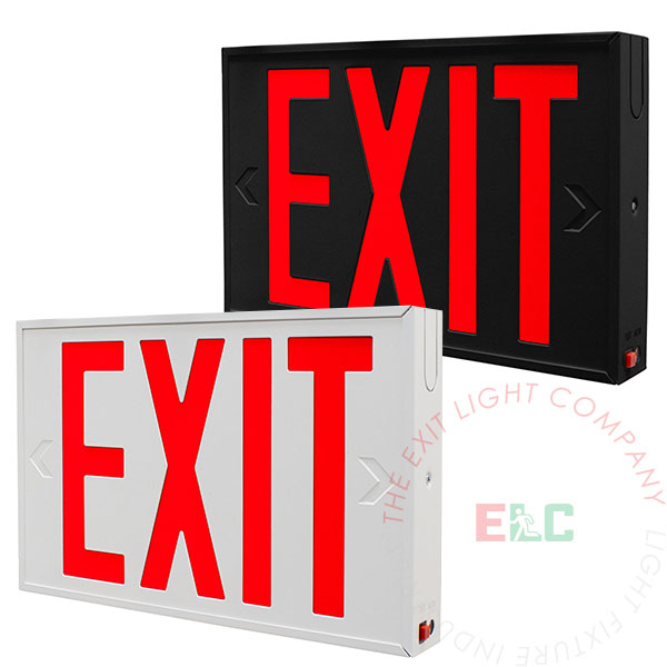 NYC 8" Red LED Steel Exit Sign | White or Black Housing