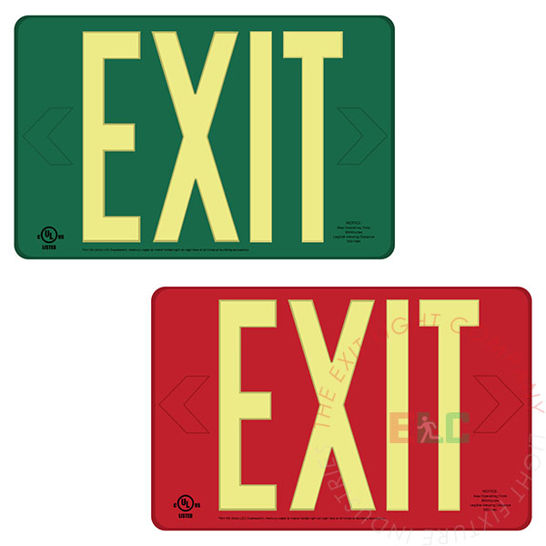 Thermoplastic Wet Listed Photoluminescent Exit Signs | 100' Viewing Distance | 8" Lettering