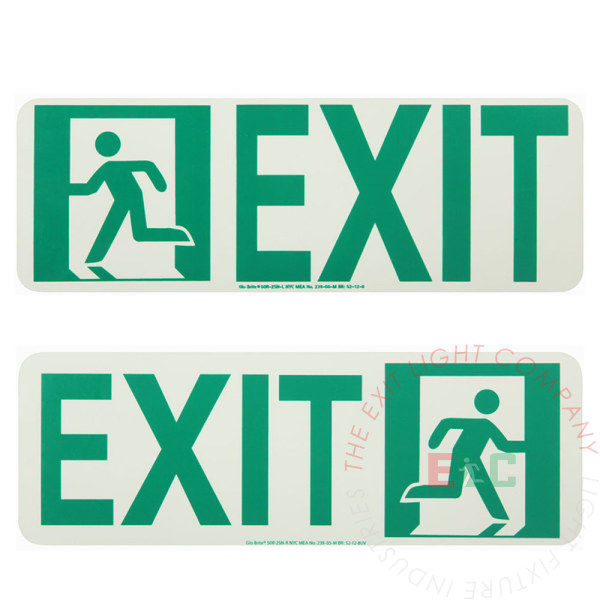 Photoluminescent Running Man | Door Mounted | "Exit to Left / Right" Sign