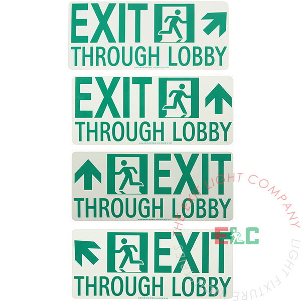PEL - Photoluminescent Egress Running Man | 'Exit Through Lobby' Sign The Exit Light Co. - Photoluminescent Egress Running Man | 'Exit Through Lobby' Sign