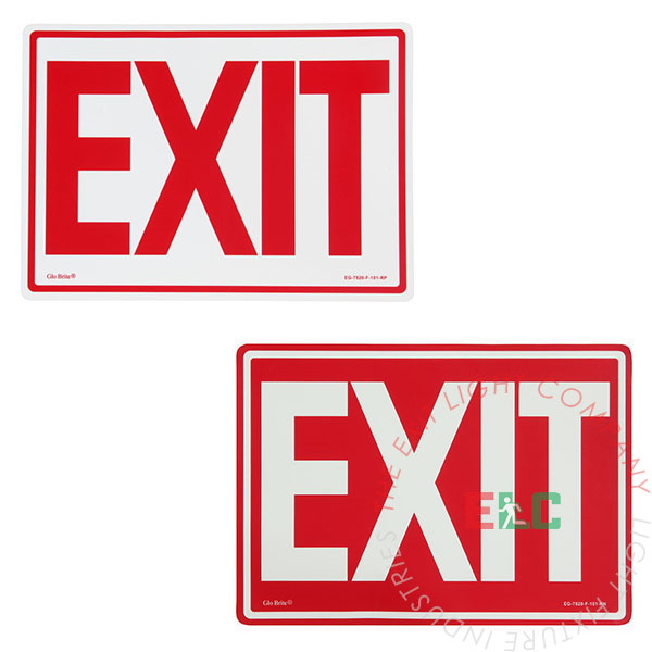 Photoluminescent Egress Exit Sign - Optional Arrows