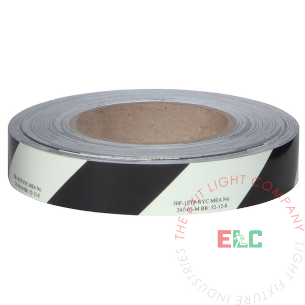 Photoluminescent Safety Egress Tape (Striped) | 1 Case (12 Rolls of 1" x 100')