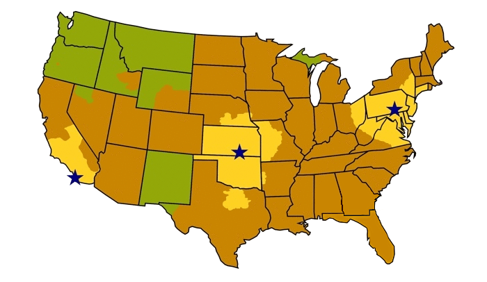 The Exit Light Company warehouses in California, Kansas, Florida & Pennsylvania