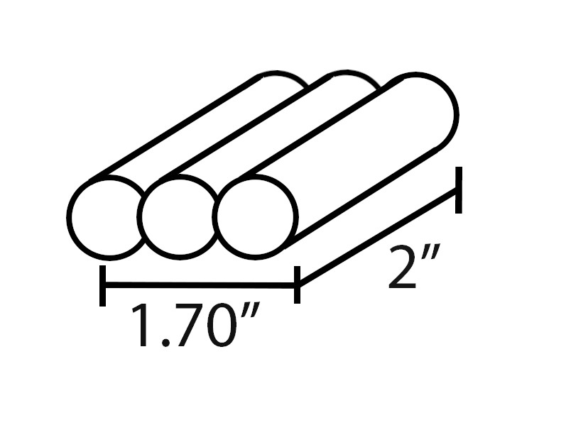 Ni-MH Battery | AA 3.6V 1800mAh - 1x3 Flat | 3 Pack Dimensions