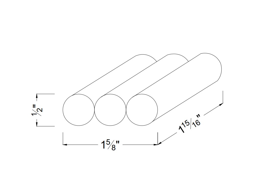 NiMH Battery | AA  3.6V, 2000mAh - 1x3 Flat | 3 Pack Dimensions