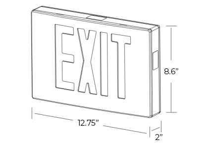 Cast Aluminum Red LED Exit Sign Dimensions