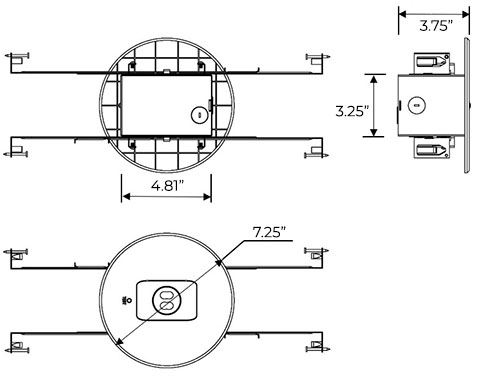 LED  Recessed EL-ARM Architectural Emergency Light 950 lumens | Ceiling Mount | 75' Light Spread Dimensions