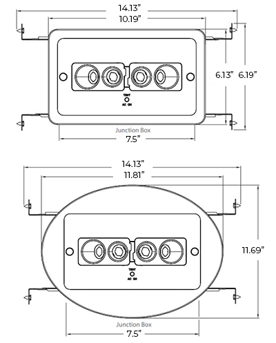 LED Recessed EL-RPLED Architectural  Emergency Light 396 Lumens | Ceiling Mount | 50' Light Spread Dimensions