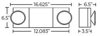 Steel Housing LED Emergency Light | Adjustable Round Lamps | 6 Volt 9 Watt | Made in the USA Dimensions
