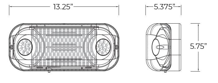 Premium Grade NEMA 4X Wet Location LED Emergency Light | LiFEPO4 | Cold Temp & 220-1450 Lm Options Dimensions
