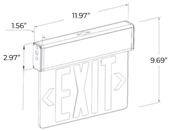 Custom Edge Lit LED Exit Sign | Single or Double Sided | 90 Day Lead Time Dimensions