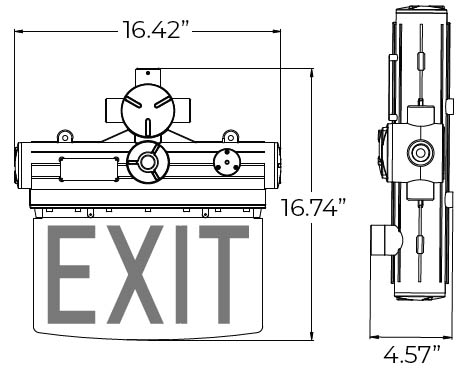 Green LED Edge Lit Exit Sign | Explosion Proof | Class 1 Division 1 | IP66 Rated | 90 Day Lead Time Dimensions