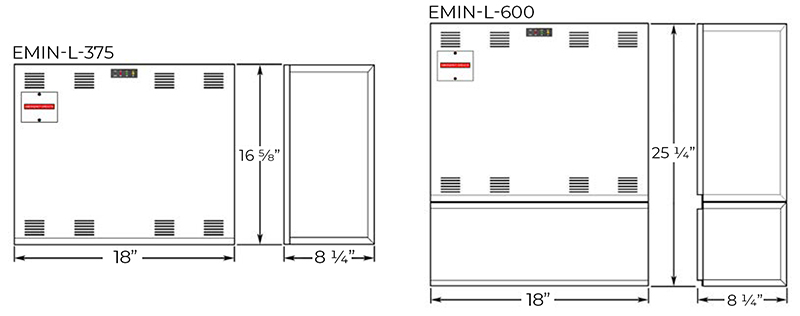 Large Inverter System | 375/600W | Emergency Power System Dimensions
