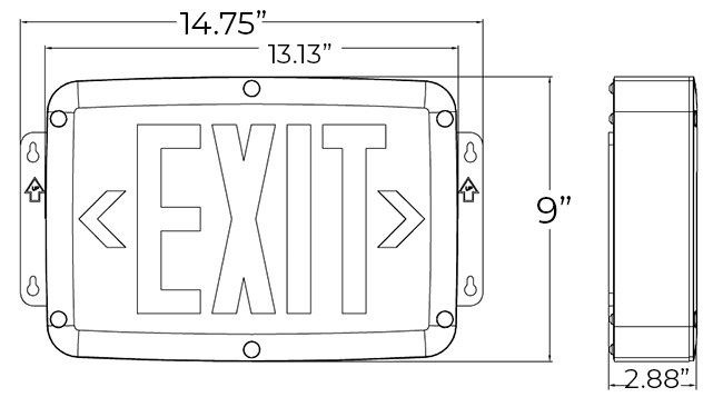 Hazardous Location Rated Green LED Exit Sign | Class 1 Division 2 | IP66 Rated Dimensions