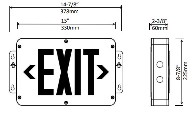 Hazardous Location Rated Universal Red/Green LED Exit Sign | Class 1 Division 2 | IP66 | NEMA4X Dimensions