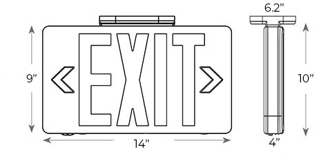 Vandal Resistant Green LED Exit Sign | Wet Location | NEMA4X | IP66 Rated | 7-8 Week Lead Time Dimensions