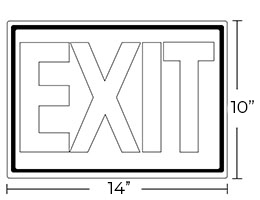Photoluminescent Egress Exit Sign - Optional Arrows Dimensions
